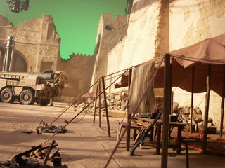 On set inside the miniature model by Human Dynamo Workshop.
