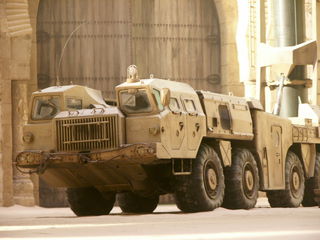 The scud missile launcher, all set to be blown up.