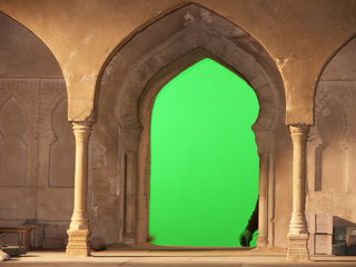 Detail of the fortress with green screen.